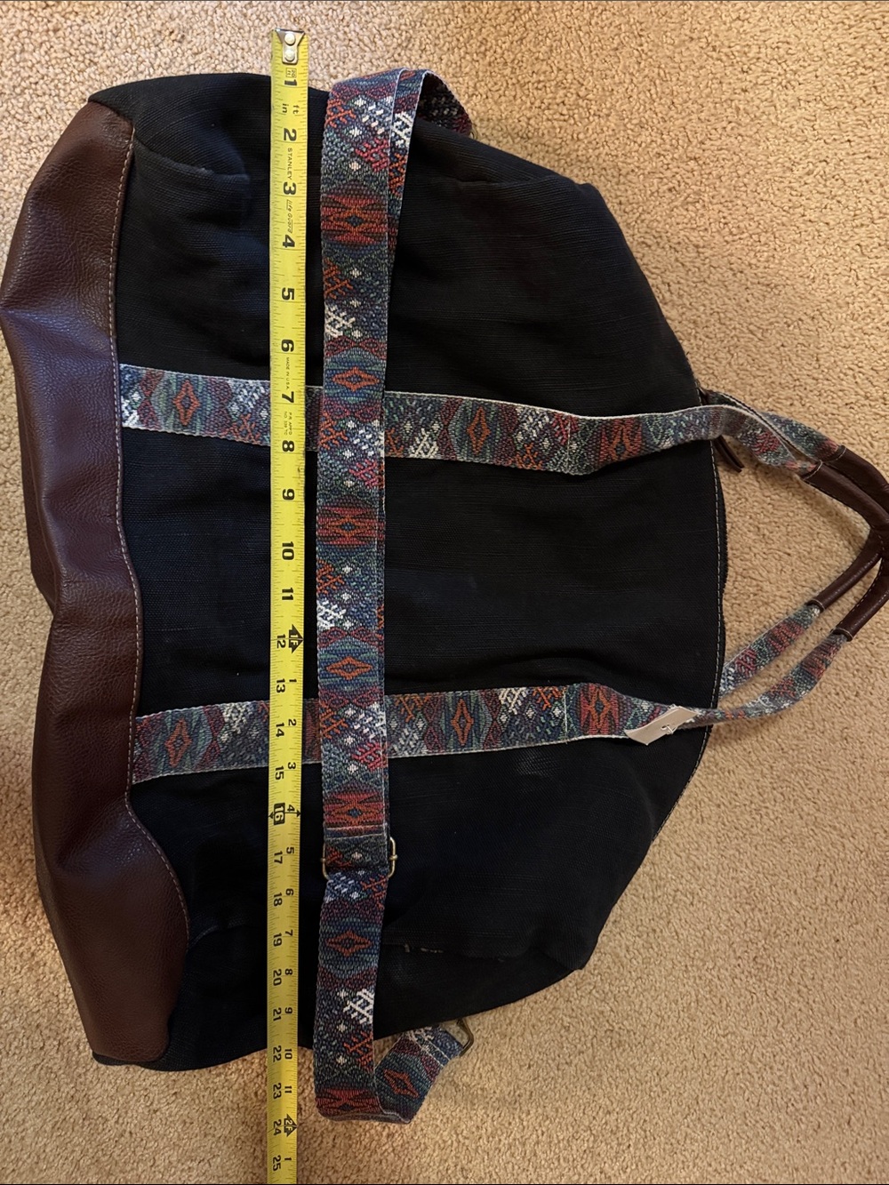 GAP Canvas Weekender Tote Bag with Patterned Straps - Black